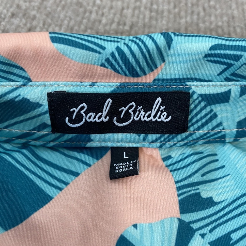 Bad Birdie Polo Shirt Men L Blue Tropical Colonial Logo Golf Performance Stretch - Picture 5 of 10